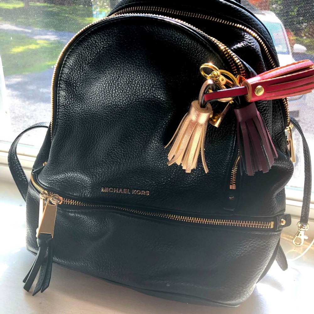 Michael Kors Black Leather Backpack
